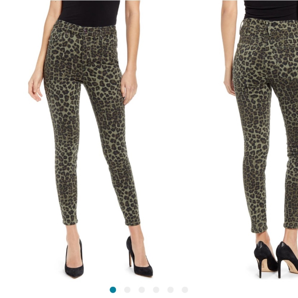 Good American Good Waist Crop Green Sage Leopard 4